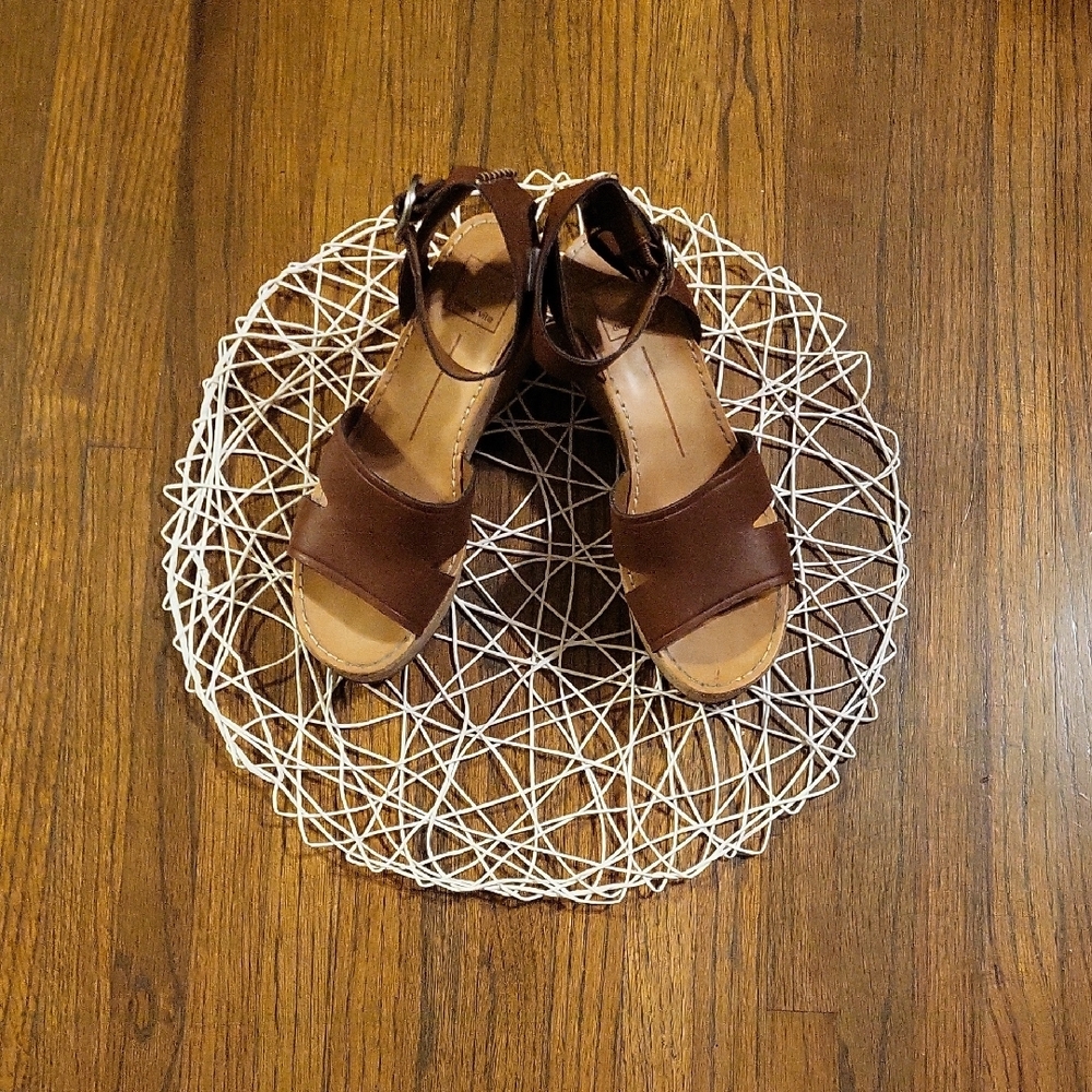 Dolce Vita Brown Leather Sandals with Ankle Strap